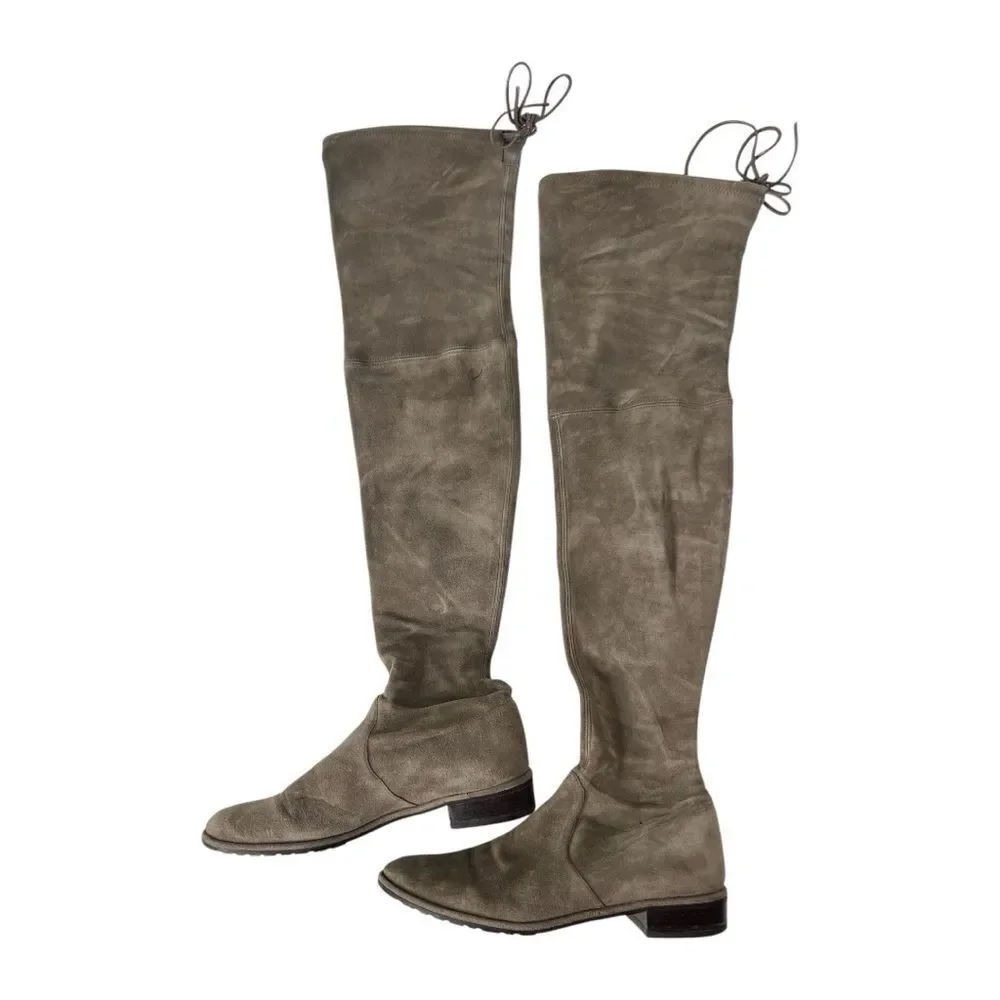 Stuart Weitzman Lowland Light Brown Suede Over the Knee Boots‎ Sz 9.5